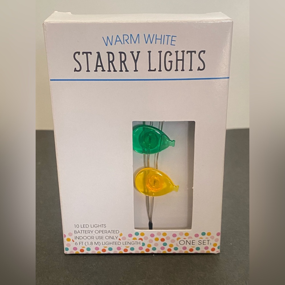 Warm white starry lights 10 led battery operated balloon shaped string indoor